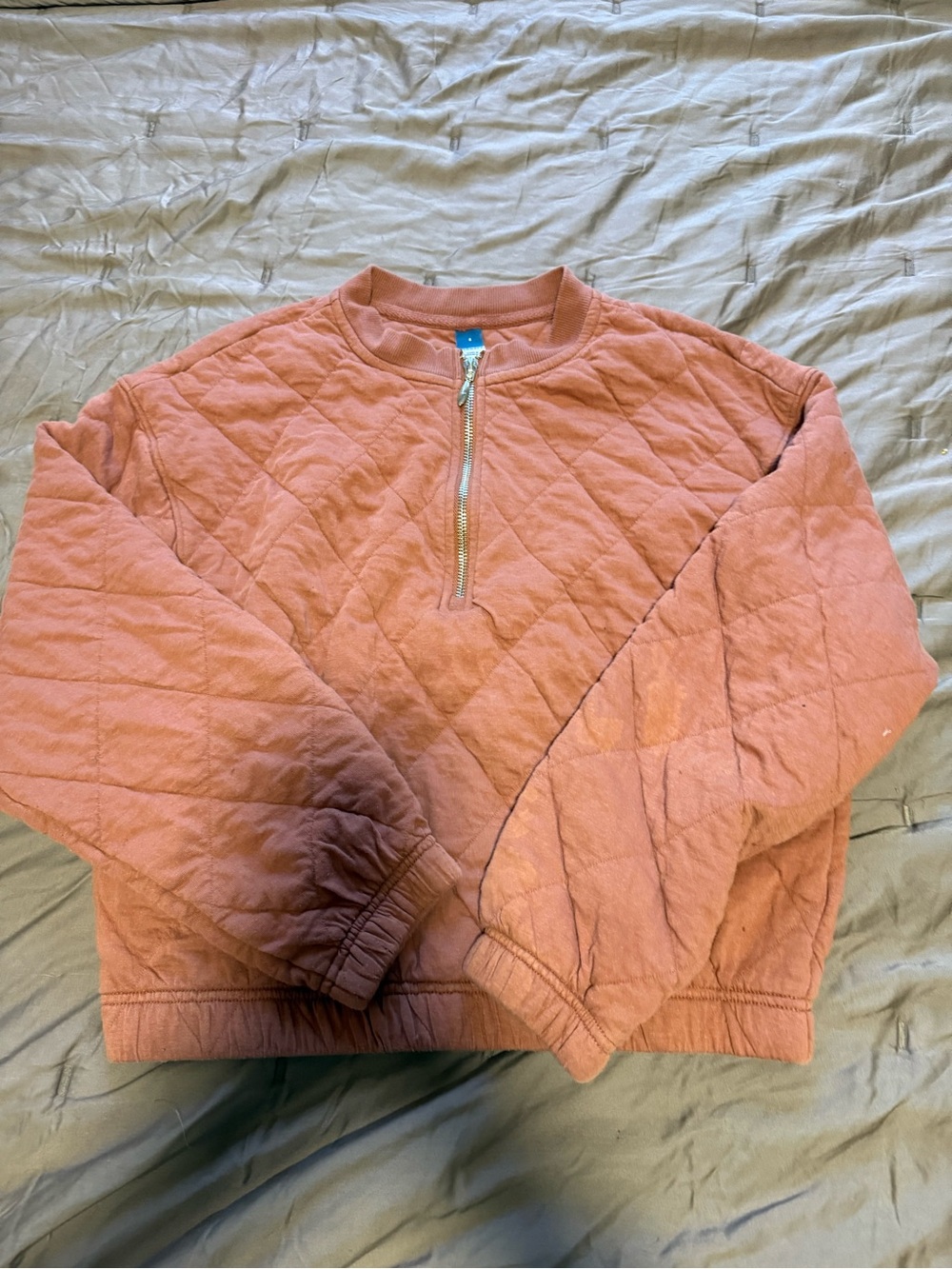 Old Navy Rust Colored Quilted Half-Zip Pullover- Small